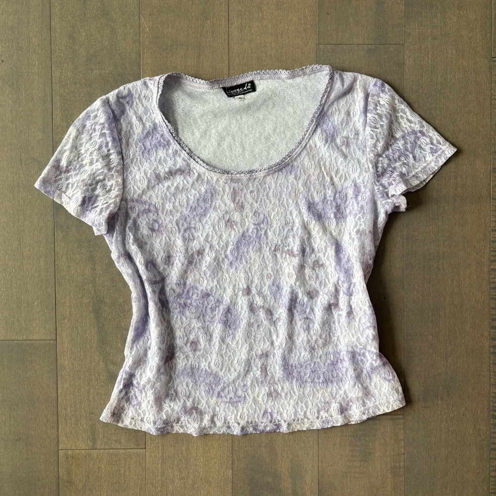Purple Lace Low Neck T-shirt